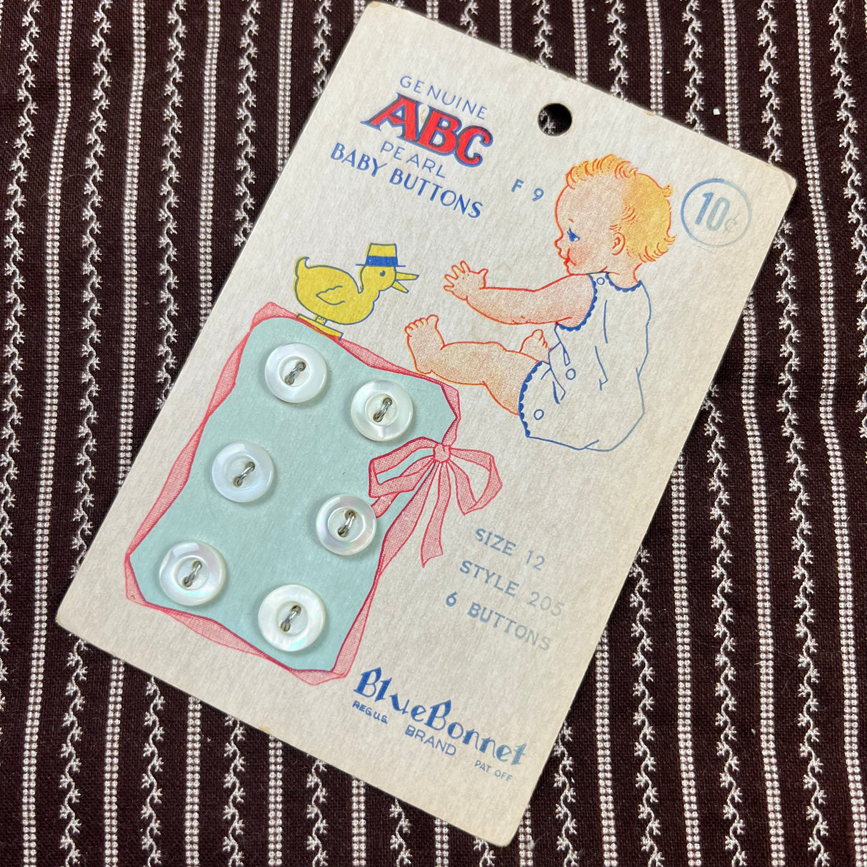 1950’s Blue Bonnet ABC Pearl Baby Buttons - Opaque - on card