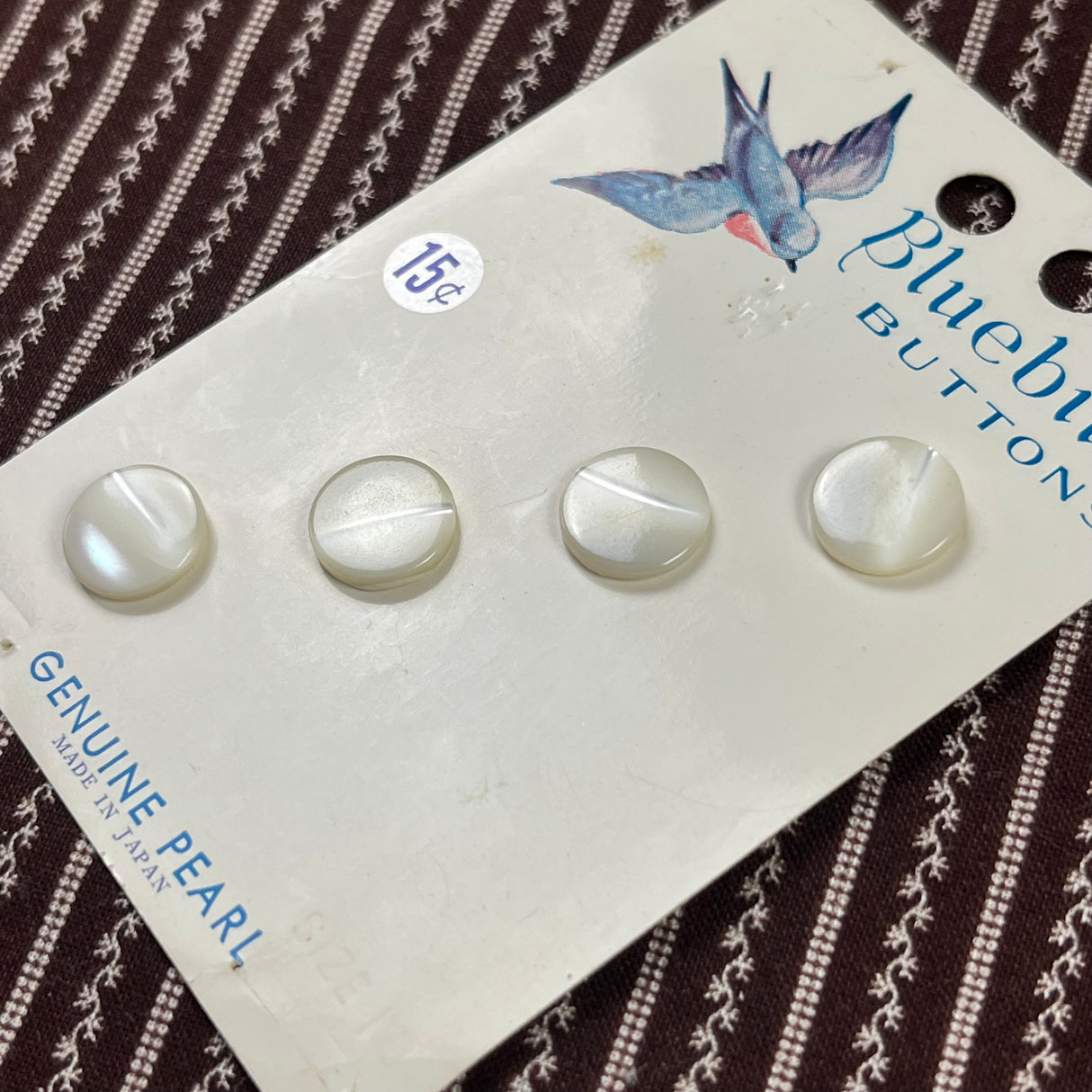 1950’s Bluebird Pearl Buttons - Opaque - on card