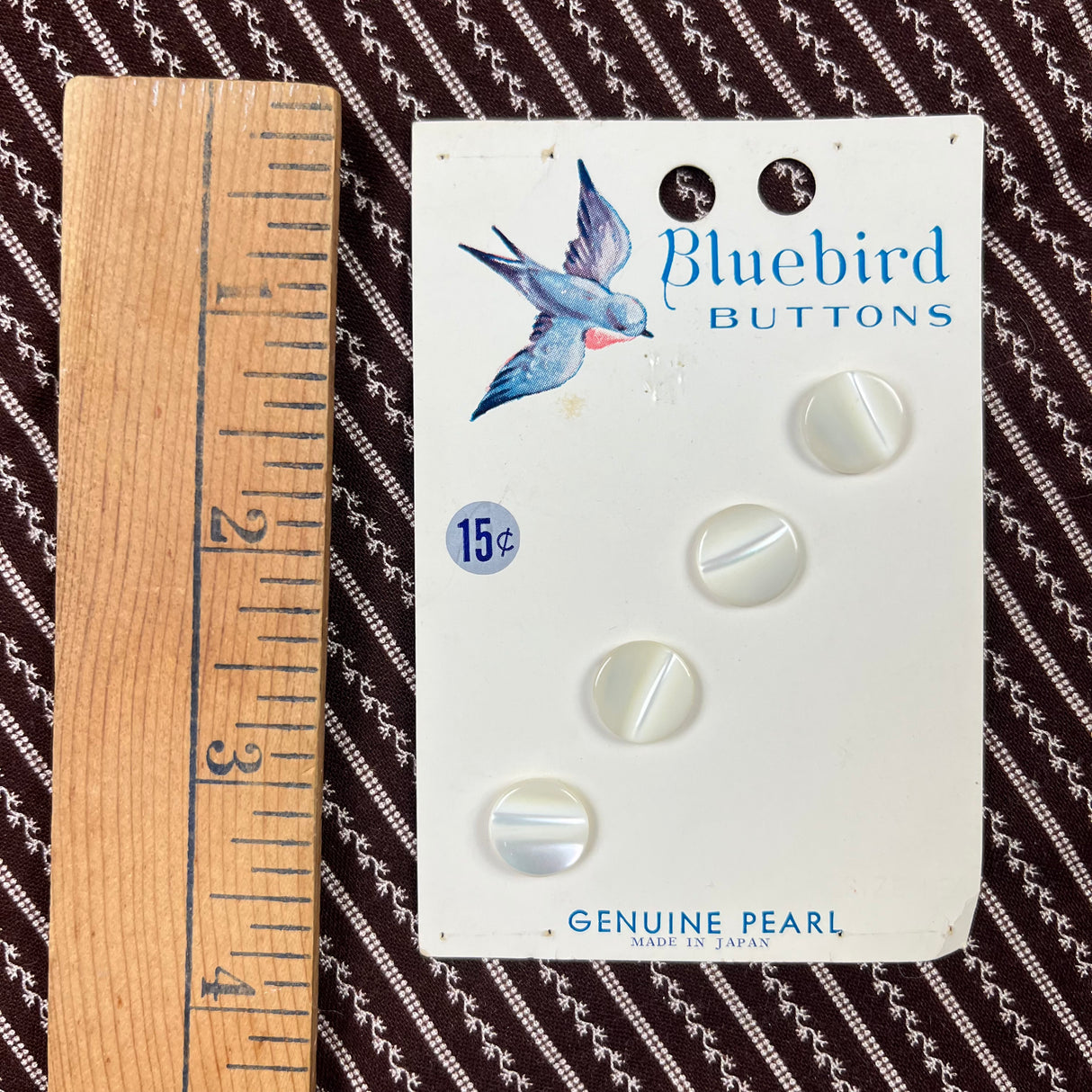 1950’s Bluebird Pearl Buttons - Opaque - on card