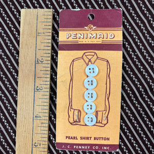 1940’s Penimaid Pearl Shirt Buttons - Opaque - on card