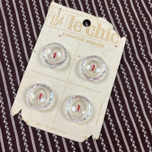 1950’s Le Chic Pressed Glass Buttons - Clear - on card
