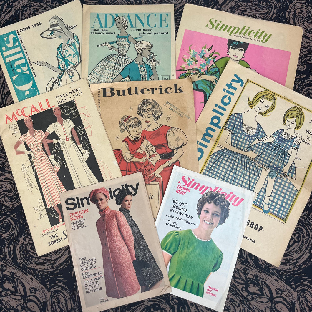 LOT of 8 - 1930-1960's Pattern pamphlets McCall, Butterick, Advance and Simplicity - original magazine