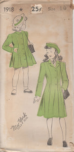 1940's New York Child's Princess line Button Up Coat with Welt Pockets - Chest 28" - No. 1918