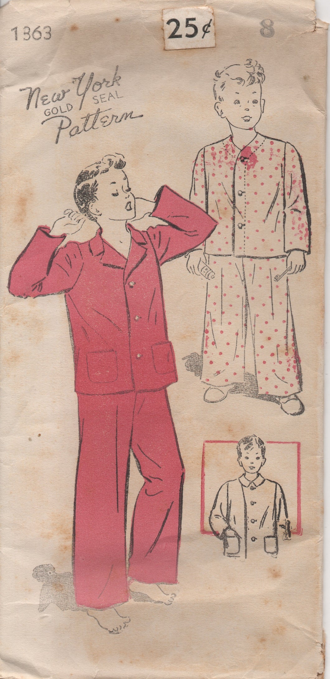 1940's New York Child's Pajama Set with Two options for Collar - Chest 26