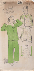 1940's New York Child's Pajama Set with Two options for Collar - Chest 30" - No. 1363