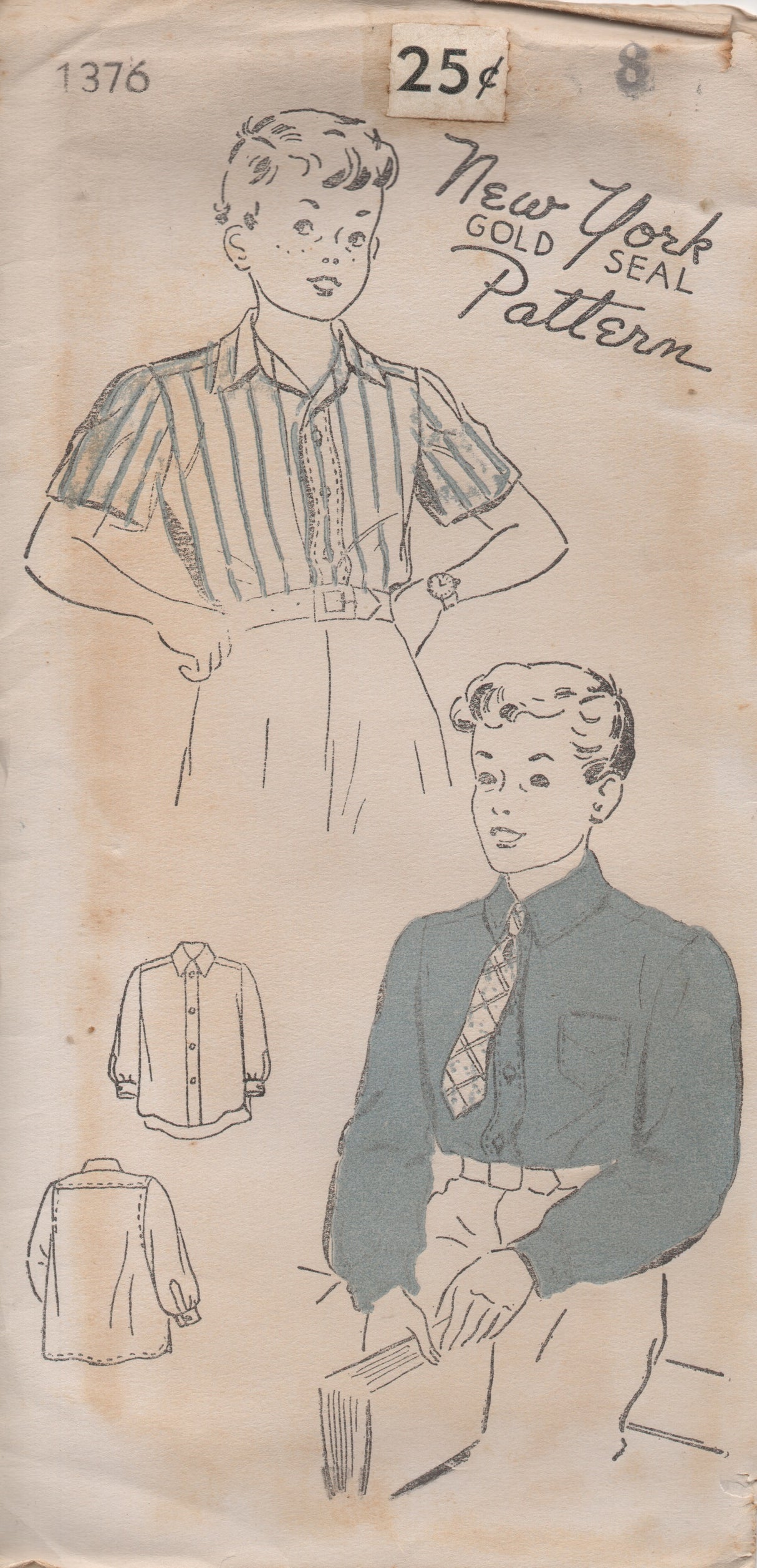 1940's New York Child's Button Up Shirt with or without Pocket - Chest 26" - No. 1376