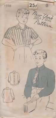 1940's New York Child's Button Up Shirt with or without Pocket - Chest 26