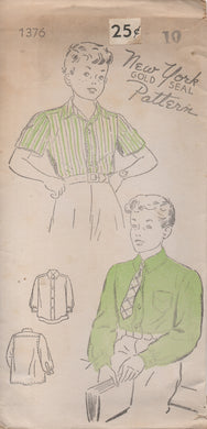 1940's New York Child's Button Up Shirt with or without Pocket - Chest 28