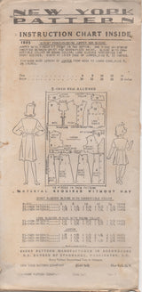 1940's New York Girl's Button Up Dress and Blouse with Two Sleeve Lengths - Chest 26" - No. 1805