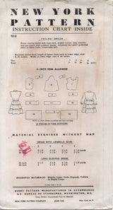 1950's New York Girl's One Piece Dress with Tiered Skirt and Two Sleeve Styles - Chest 21" - No. 958