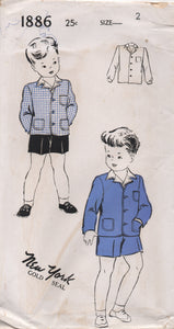 1940's New York Child's Three Piece Suit with Shorts - Chest 21" - No. 1886