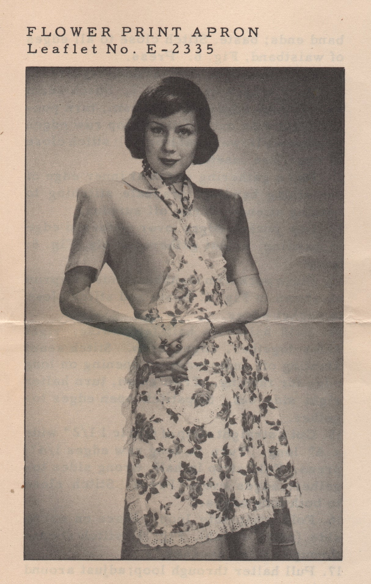 1940's Full Apron Pattern - One Size - From National Needlecraft Bureau - No. 2335 - PDF pattern