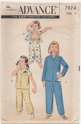 1950's Advance Child's Two Piece Pajamas - Chest 23" - No. 7874