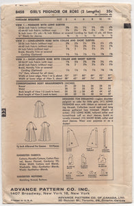 1950's Advance Child's Peignoir or Robe - Chest 24" - No. 8458