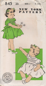 1950's New York Child's Dress with Puff Sleeves and Tie Back - Chest 19" - No. 845
