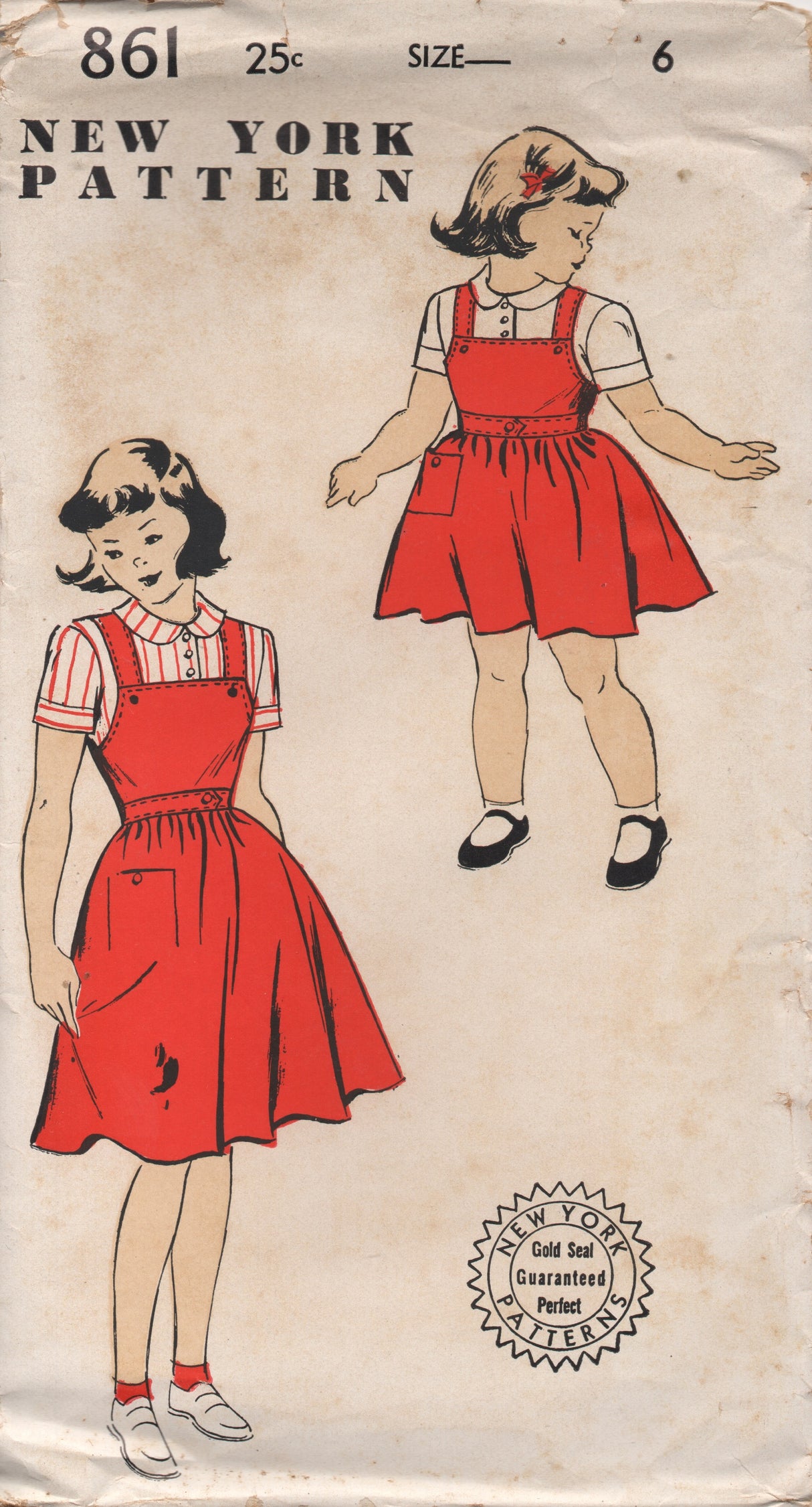 1950's New York Girl's One Piece Dress and Straight Sleeve Blouse - Chest 24" - No. 861