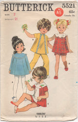 1960's Butterick Child's Dress, Pants and Shorts- Chest 21" - No. 5521