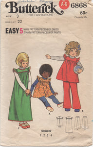 1960's Butterick Child's Yoked Dress and pants - Chest 22" - No. 6868