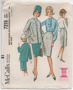 1960's McCall's Blouse, Jacket and Skirt -Bust 34" - no. 7215