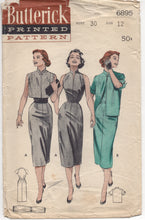1950's Butterick Slim Fit Sleeveless Dress with Two Style of Jackets - Bust 30" - No. 6895