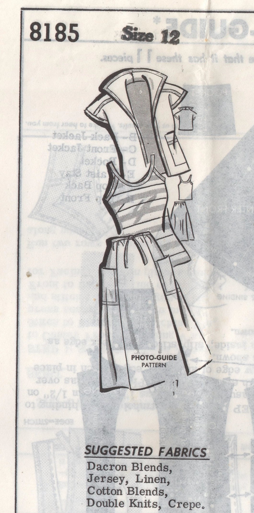 1960's Mail Order 3 Piece Outfit, Jacket, Top and Skirt Pattern - Bust 34