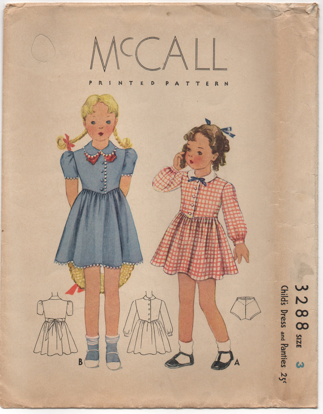 1930's McCall Girl's One Piece Dress with Drop down waist and Panties - Chest 22