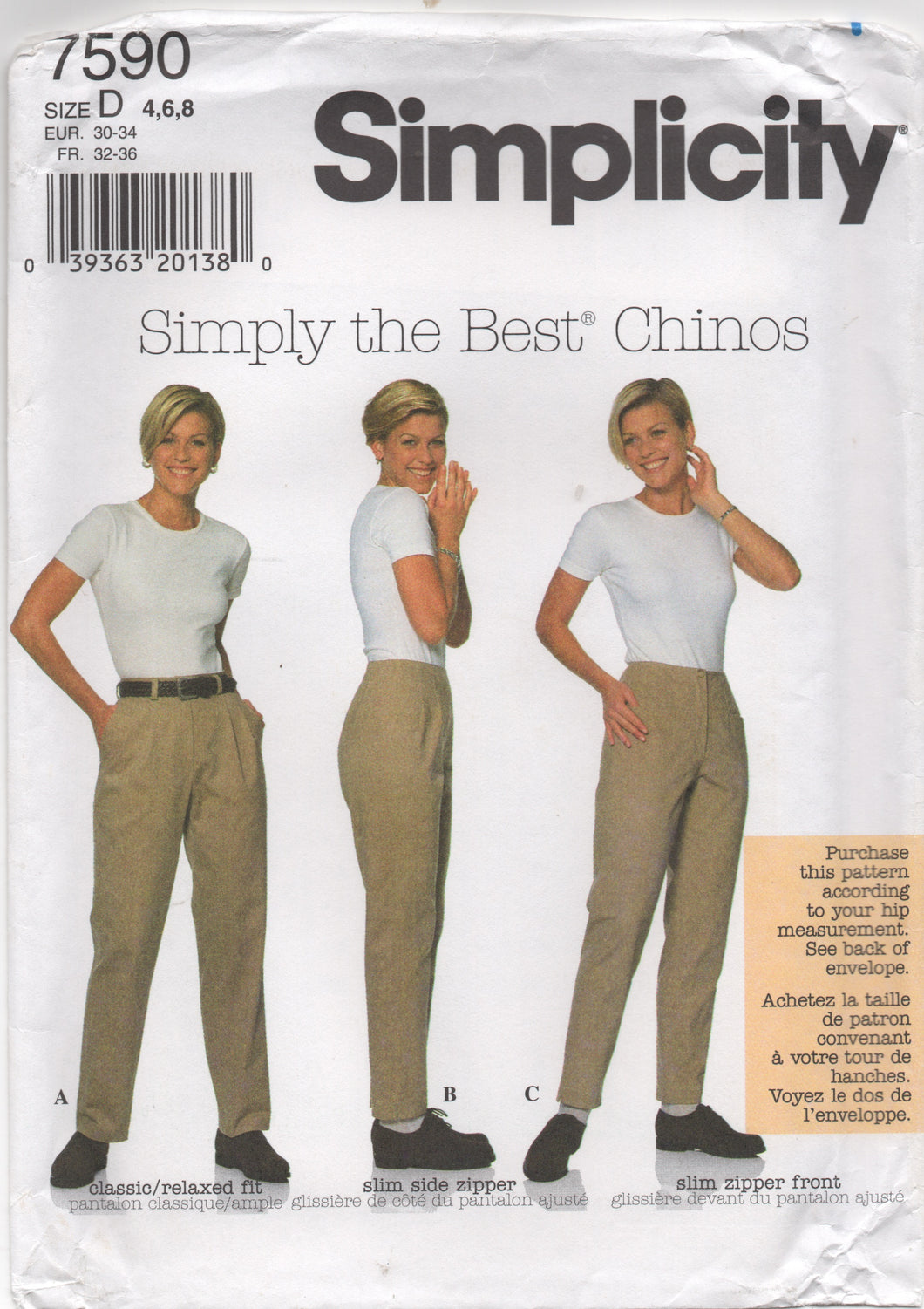 1997 Simplicity Simply the Best Chinos - Waist 23-24-25