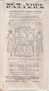 1940's New York Shirtwaist Dress with Two Sleeve lengths and Trimmed Skirt - Bust 32" - UC/FF - No. 369