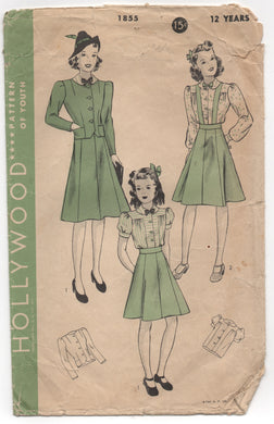 1940's Hollywood Blouse, Skirt with or without suspenders, Jacket - Bust 30