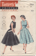 1950's Butterick Sleeveless One Piece Dress with Full Skirt & Bolero - Bust 32" - No. 6903