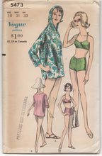 1960's Vogue Two Piece Bathing Suit, and Hooded Cover Up - Bust 31" - UC/FF - No. 5473