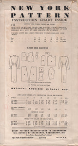 1950's New York by Louise Scott One Piece Dress with Deep Scoop Neckline and Collar and Double Peplum - Bust 30" - UC/FF - No. 729