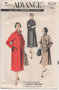1950's Advance Long Coat using Bishop Method - Bust 31-32" - No. 8120