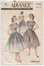 1950’s Advance One Piece Dress with Tie Shoulders and Pleated Skirt - Bust 32” - No. 7998