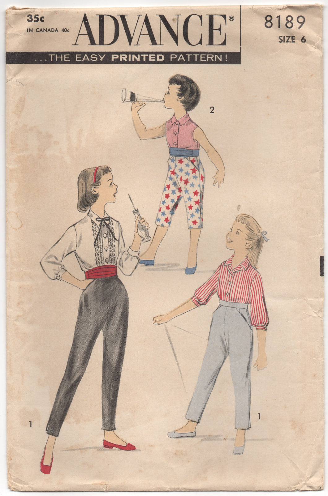 1950's Advance Girl's Cigarette Pants, Cummerbund and Blouse - Breast –  Backroom Finds