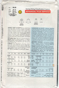 1988 Butterick ESPIRIT Oversize Shirt and Shorts - Bust 30.5-31.5-32.5" - UC/FF - No. 6221