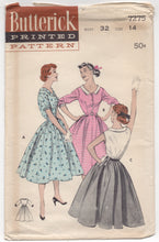 1950's Butterick Shirtwaist Dress with "Low-Cut" Neckline and Swing Style Skirt - Bust 32" - No. 7275