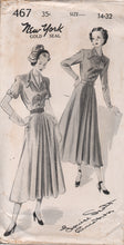 1950's New York by Louise Scott Shirtwaist Dress with Full Front Skirt, Pocket and Draped Collar - Bust 32" - No. 467