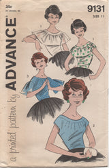 1950's Advance Blouse with Large Collar or Sleeves - Bust 31.5" - No. 9131