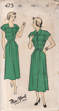 1950's New York One Piece Dress with Pin Tuck Front and Pockets- Bust 30" - UC/FF - No. 475