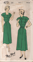 1950's New York One Piece Dress with Pin Tuck Front and Pockets- Bust 34" - UC/FF - No. 475