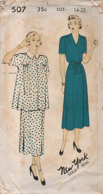 1950's New York One Piece Maternity Wrap Dress and Jacket - Bust 32