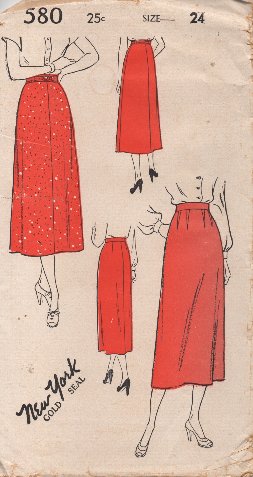 1940's New York Straight Skirt with optional darting - Waist 24