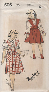 1950's New York Skirt with Detailed Suspenders and Blouse in Two styles - Bust 30" - UC/FF - No. 606