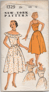 1950’s New York One Piece Dress with Ruffle and Pocket - Bust 30” - UC/FF - No. 1329