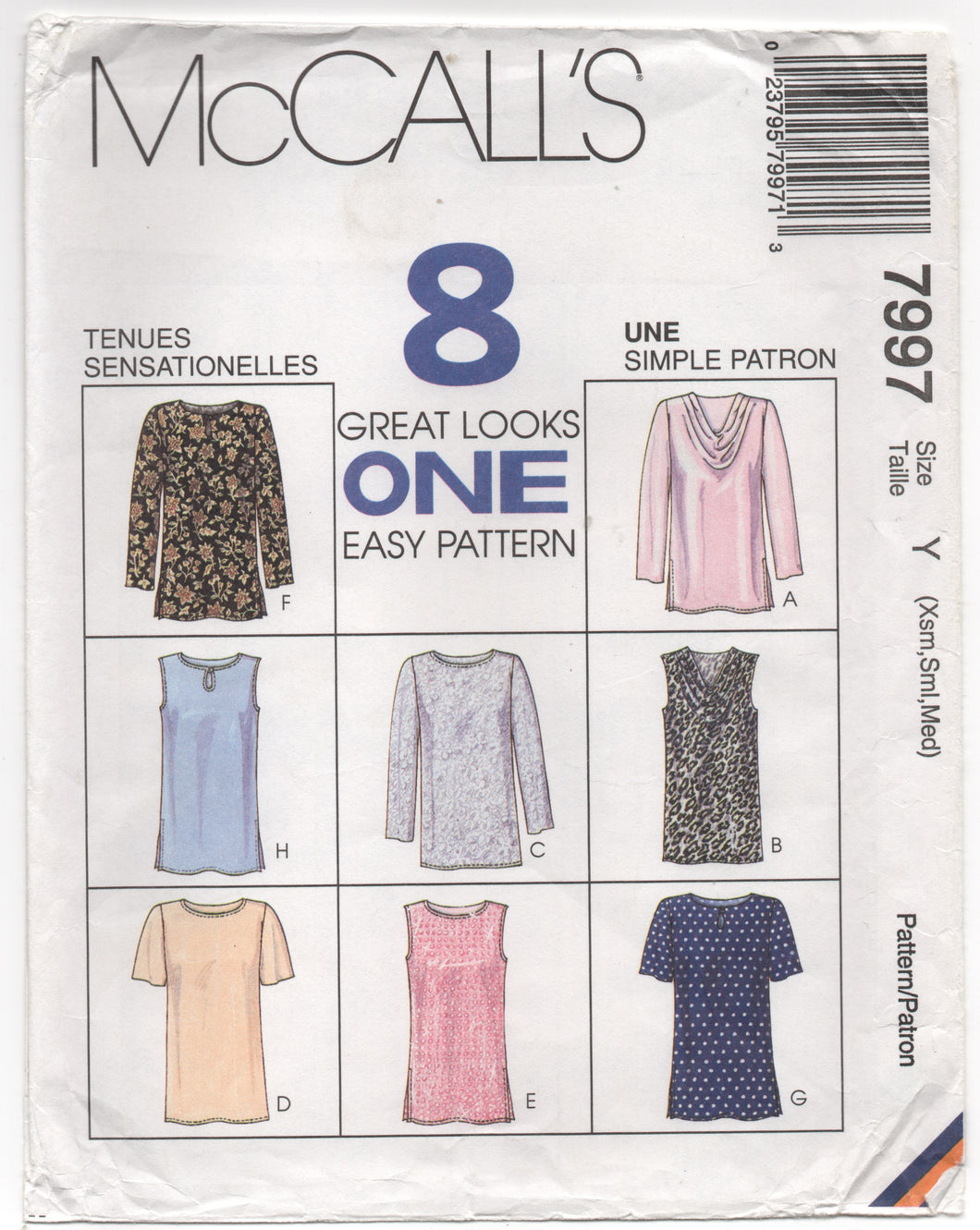 1995 McCall's Blouse in 8 styles - Bust 30.5-32.5-36