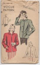 1940’s Vogue Straight-line Jacket with Collar and Pockets LABEL - Bust 30” - No. 5450