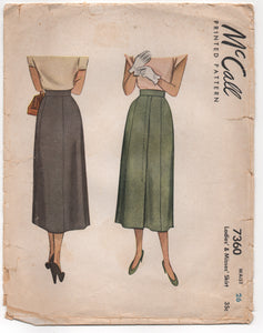 1940's McCall Panel Skirt with Overlap detail - Waist 26" - No. 7360