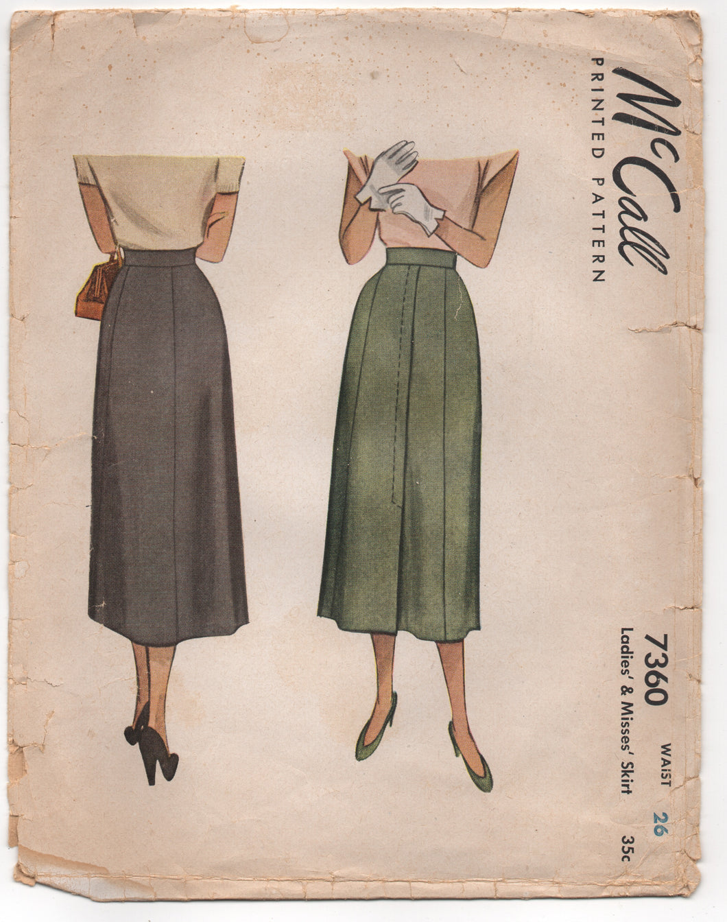 1940's McCall Panel Skirt with Overlap detail - Waist 26