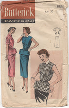 1950's Butterick Two Piece Carry-All Dress with Slim Skirt - Bust 30" - No. 6891